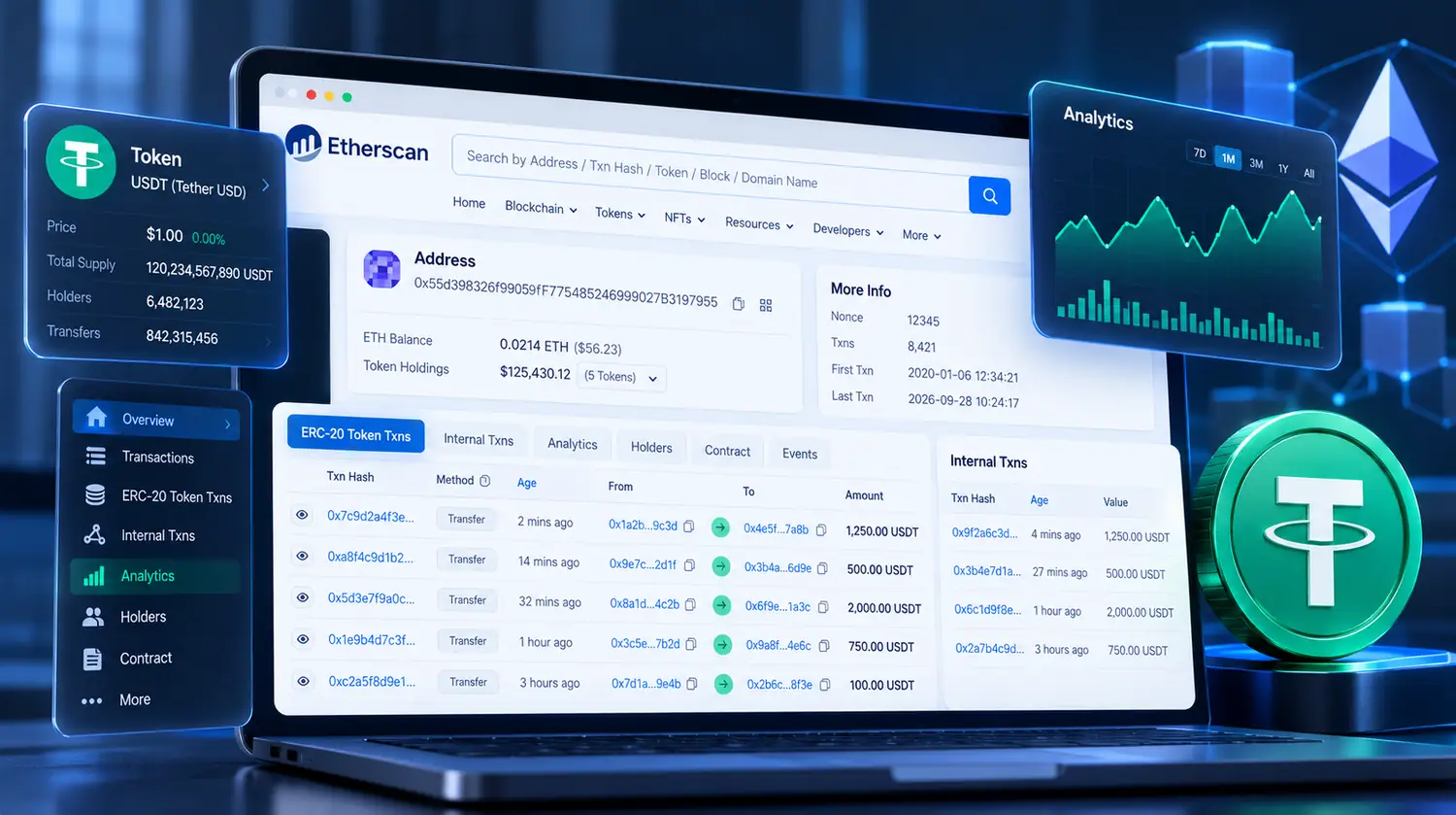 آموزش ردیابی تراکنش USDT در Etherscan